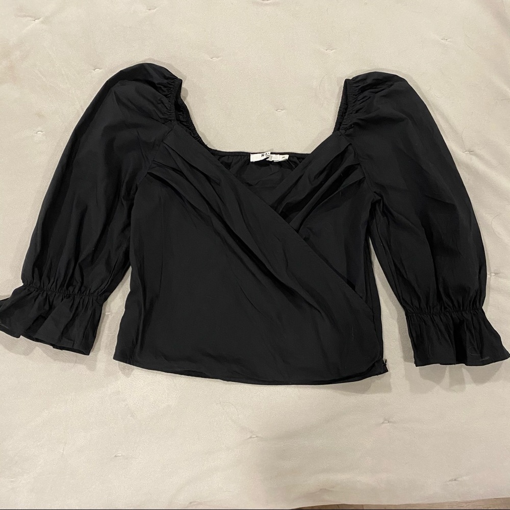 Puff Sleeve Wrap Blouse